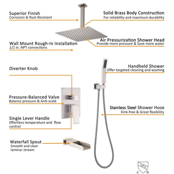 clihome Tub and Shower Faucet with Roughin Valve Wayfair